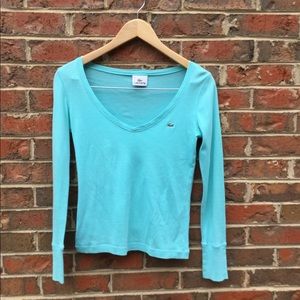 Lacoste Tops - Lacoste women’s long sleeve v-neck tee, medium Lacoste Tops - Lacoste women’s long sleeve v-neck tee, medium